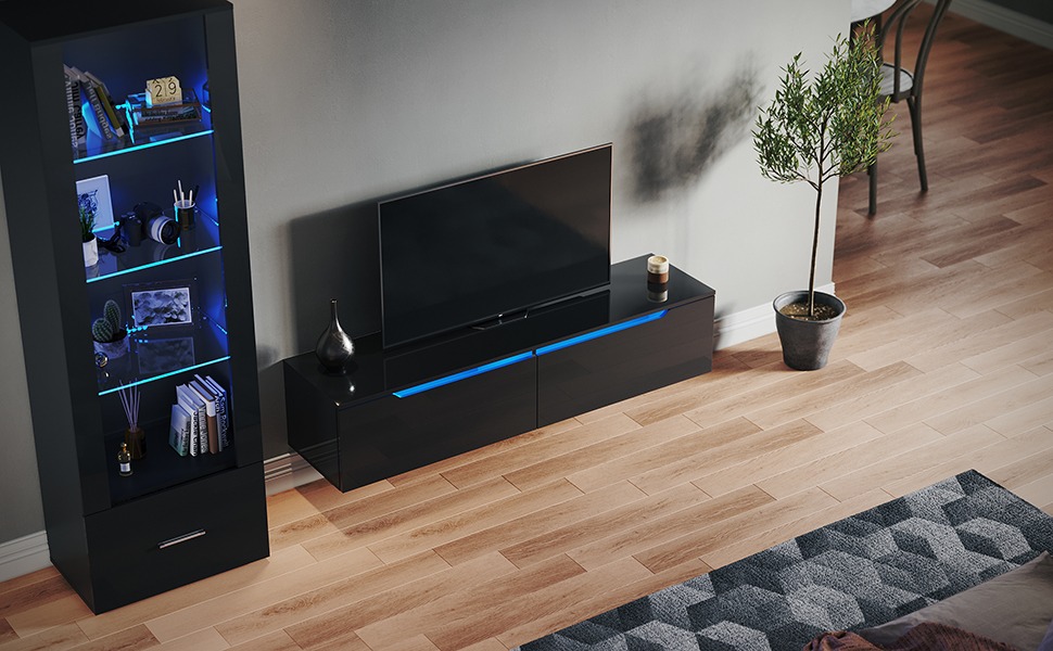 Warum das SONNI TV-Lowboard in Weiß/Schwarz Hochglanz mit LED-Beleuchtung das perfekte Möbelstück für dein Wohnzimmer ist